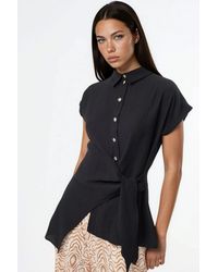 Busem - Textured Woven Blouse With Tie Detail - Lyst