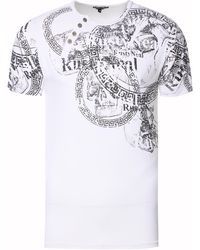 Rusty Neal - T-shirt Met Ronde Hals En Asymmetrische Knoopsluiting, Met Prints - Lyst