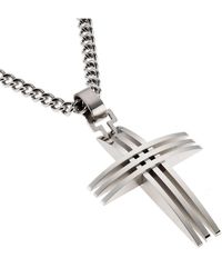 Zeeme - Stainless Steel Halskette Edelstahl Mit Kreuz-Anhänger 50Cm Lang - Lyst