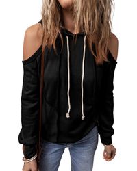 Azura Exchange - Koude Schouder Hoodie Relaxed Fit - Lyst