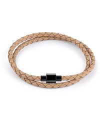 Zeeme - Stainless Steel Armband Edelstahl Leder 2-Reihig - Lyst