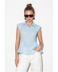 Bianco Lucci - Fitted Sleeveless Cotton Shirt - Lyst