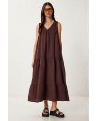 Happiness İstanbul - Frilly V-Neck Midi Dress - Lyst