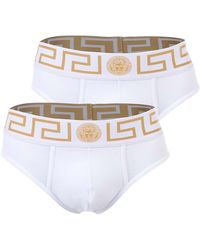 Versace - Bi-Pack Jersey Topeka Bi-Stretch Katoen Organisch Nieuw Logo Slip - Lyst