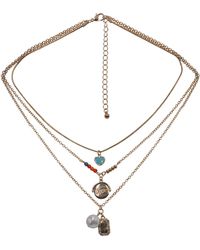 Steuer - Modeschmuck Anhänger Mit Kette Dreireihig Mit Diversen Anhängern - Lyst