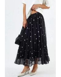 Busem - High Waist Polka Dot Maxi Skirt With Frills - Lyst