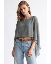 MixRay - Loose Chiffon Crew Neck Blouse - Lyst