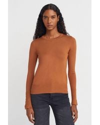 Dilvin - Geribbelde Crew Neck Slim Fit Trui - Lyst