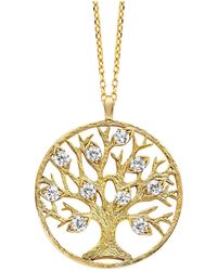 Julie Julsen - Anhänger Mit Kette 925 Silber Vergoldet Lebensbaum Zirkonia Weiß - Lyst