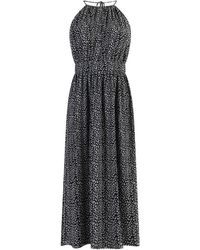 faina - Midi-Jurk Van Chiffon Zwart Wit - Lyst