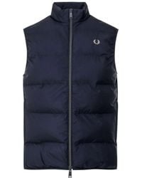 Fred Perry - Geïsoleerd Marineblauw Giletjack - Lyst