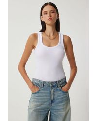 Happiness İstanbul - Fitted Cotton U Collar Tank Top - Lyst