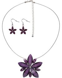 Steuer - Modeschmuck Schmuckset Set Aus Collier Und Ohrhaken Blüte Lila - Lyst