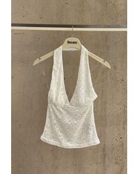 Busem - Sequin Halter Crop Blouse - Lyst