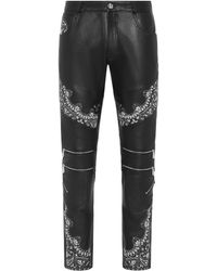 Philipp Plein - Leren Broek Paisley - Lyst