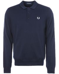 Fred Perry - Classic Knitted Long Sleeve Polo Shirt - Lyst
