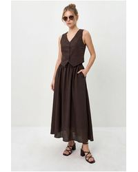 Bianco Lucci - V-Neck Vest And Maxi Skirt Two-Piece Coord Set - Lyst