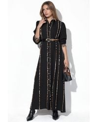 Msn-Collection - Leopard Print Maxi Shirt Dress - Lyst