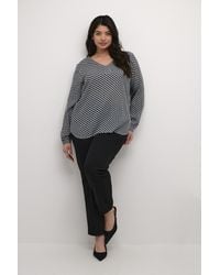 Kaffe - Blouse Met Lange Mouwen Regular Fit Grey_celestialblue Wavy Print Blue Darkgrey - Lyst