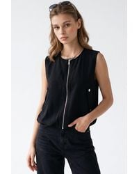 MixRay - Woven Poplin Waistcoat With Zip Front - Lyst
