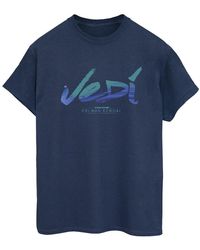 Star Wars - Ladies Obi-Wan Kenobi Jedi Painted Font Cotton Boyfriend T-Shirt (Bleu) - Lyst