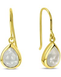 Jamelli - Ohrringe Silber 925 Vergoldet 27Mm Lang Mit Echtem Weißen Mondstein - Lyst