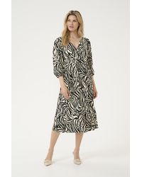 Kaffe - Jersey Jurk Regular Fit Black White - Lyst