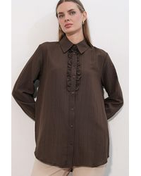 Bigdart - Ruffle Detailed Textured Shirt - Lyst