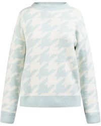 myMo - Strickpullover Damen Hellblaues Wollweiß - Lyst
