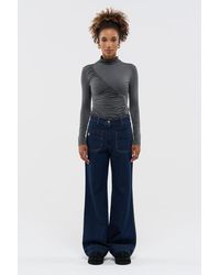 Bennu - Donkerblauwe Wide Leg Jeans - Lyst