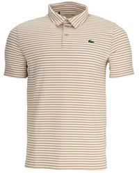 Lacoste - Gestreepte Ultra Dry Logo Korte Mouwen Polo Shirt /Wit) - Lyst