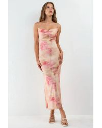 Hiccup - Cowl Neck Patterned Maxi Dress - Lyst