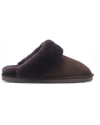 Infinity Leather - Genuine Sheepskin Suede Mule Winter Slippers - Lyst