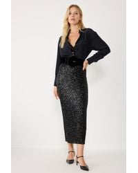 No Matter What - Schwarzer High-Waist Midi-Rock Mit Detaillierten Falten - Lyst