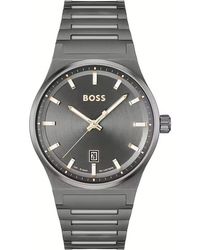 BOSS - Grijze Rvs Dress Watch - Lyst
