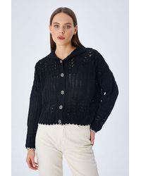 MixRay - Textured Knitwear Cardigan With Button Closure - Lyst