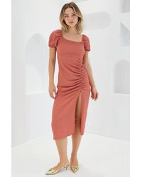 Bigdart - Textured Midi Knit Dress With Square Collar - Lyst