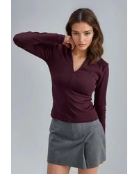 Busem - Slim Fit V-Neck Long Sleeve Blouse - Lyst