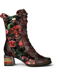 Laura Vita - Goth Victorian Floral Leather High Lace-Up Boots - Lyst