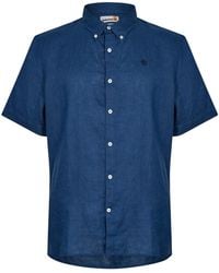 Timberland - Herenoverhemd Van Mill Brook, Van Linnen, Met Kraag En Knoopsluiting (Donkere Denim) - Lyst
