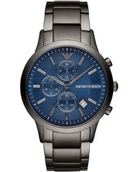 Emporio Armani - Renato Chronograph Quartz Blue Dial Mens Watch - Lyst
