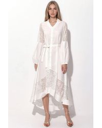Msn-Collection - Embroidered Midi Wrap Dress - Lyst