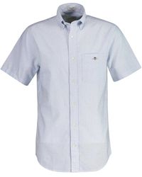 GANT - Button-Down-Hemd Für Herren, Kurzärmlig (Hellblau) - Lyst