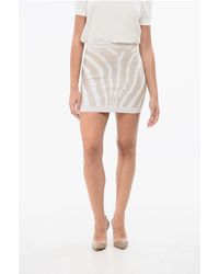 Balmain - Lurex Zebra Minirok Met Rits Aan De Achterkant In Goud - Lyst