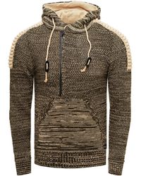 Rusty Neal - Chunky Contrasterende Hoodie Met 1/2 Rits - Lyst