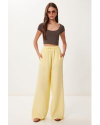 Happiness İstanbul - Wide Leg Drawstring Waist Pants With Binding Detail - Lyst