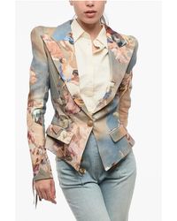 Balmain - Gestreept Linnen Blazer Met Één Knoop En Veterdetails - Lyst