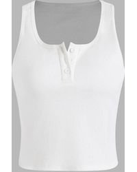 Hiccup - Basic-Button-Detailiert Cropped Top - Lyst