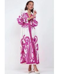 Msn-Collection - V-Neck Paisley Maxi Dress With Slit - Lyst