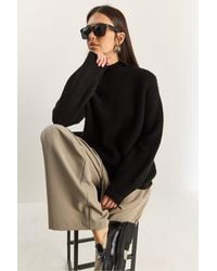 Bianco Lucci - Oversized Crew Neck Knit Sweater - Lyst